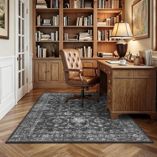 3x4 Washable Entryway Area Rug Non-Slip Distressed Black Door Mat - Image 3