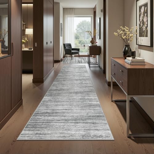 2x12 Runner Rug Non Slip,Washable Hallway Runner Rug,Grey by Restydon
