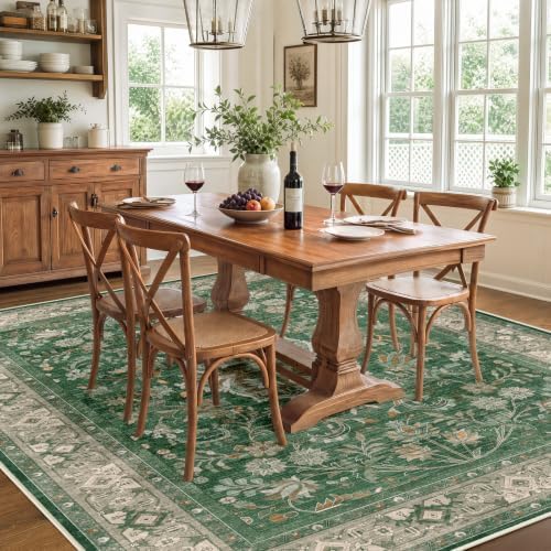 SameBed 6x9 Area Rug Living Room, Vintage Washable Carpet Green - Image 2