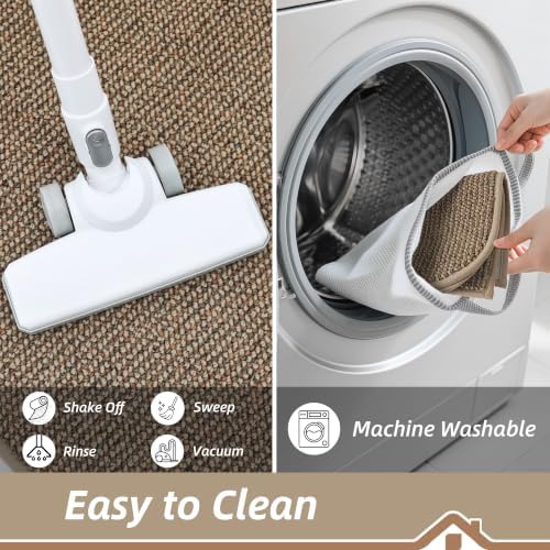 BEQHAUSE Kitchen Rugs Set of 2 Scalloped Edge, 17x30+17x60 in, Taupe - Image 7