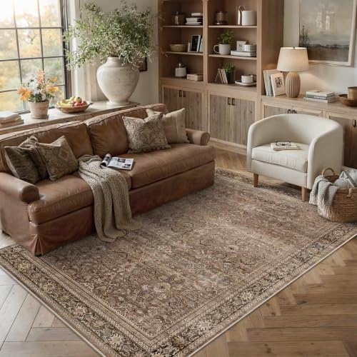 Schweek Brown 5x7 Area Rugs Washable Non Slip Rug for Living Room Neutral by Schweek
