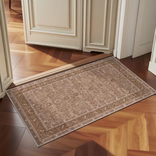 OPPODREAM Vintage Light Brown Area Rugs 2x3, Washable Rug for Living Room by OPPODREAM