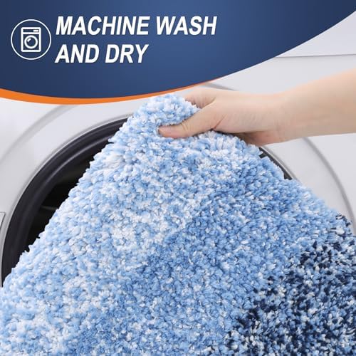 OLANLY Microfiber Bathroom Rugs Sets 3 Piece, Absorbent Bath Mats, Navy - Image 6