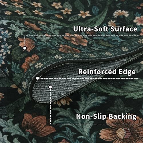 Floral 2x3 Entryway Rug Washable Doormat Indoor Throw Rug, Black - Image 5