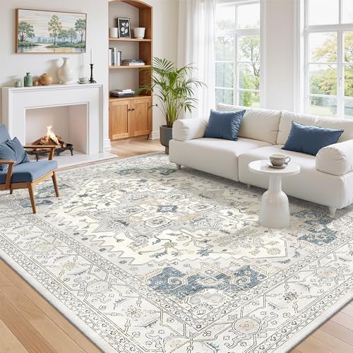 Washable 6x9 Area Rug for Living Room ,Vintage Floral Soft Rugs Home Decor by Befbee