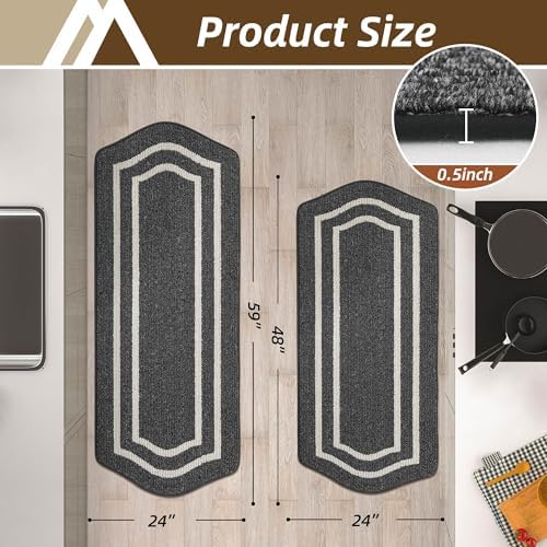 COSY HOMEER Kitchen Rugs Set of 2PCS Non Slip Kitchen Mats for Floor,Black - Image 7