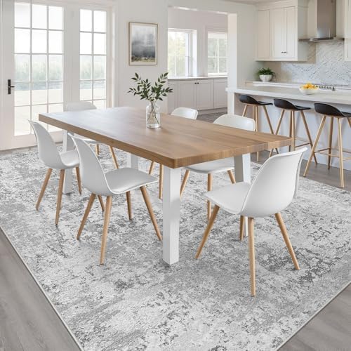 LOONGRUG 5x7 Area Rug Washable Neutral Modern Living Room Rug Light Gray - Image 5
