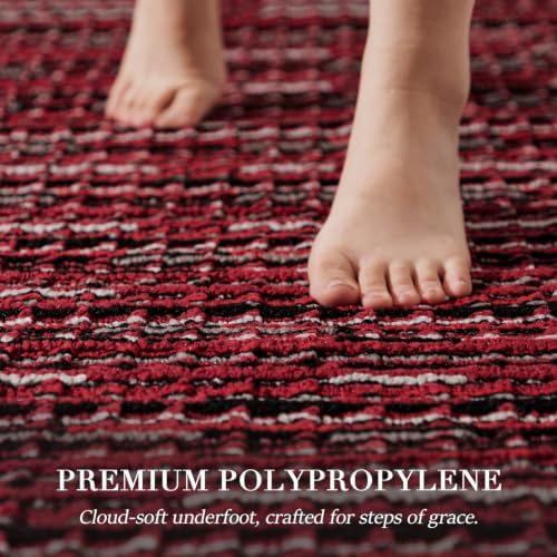 Kitchen Rugs Sets of 2, Non Slip Kitchen Mats for Floor, Christmas Red - Image 3