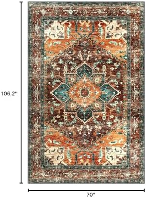 Yamaziot 6x9 Large Area Rug, Non-Slip Washable Boho Living Room Rug - Image 2