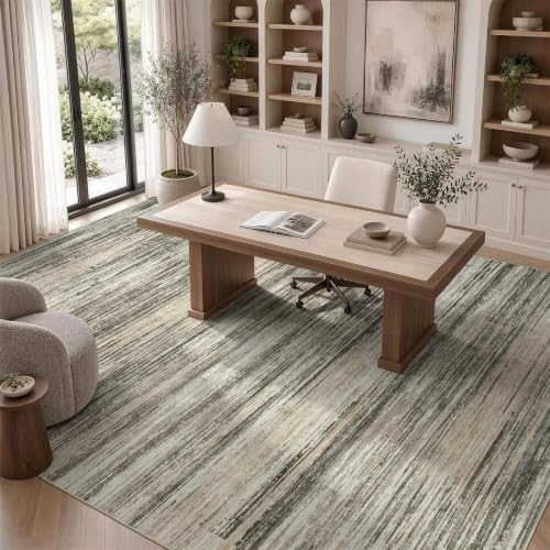 Lofus 5x7 Area Rug for Living Room, Abstract Washable Non-Slip Rugs, Taupe - Image 6
