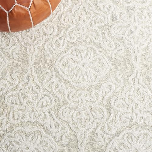 SAFAVIEH Blossom Collection Runner Rug - 2'3" x 20', Silver & Ivory, Handmade Wool, Ideal for High Traffic Areas in Living Room, Bedroom (BLM112G) - Image 7