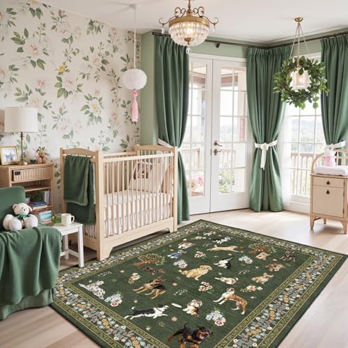 Dark Green Area Rug 4x6 for Bedroom Dining Room - Image 3