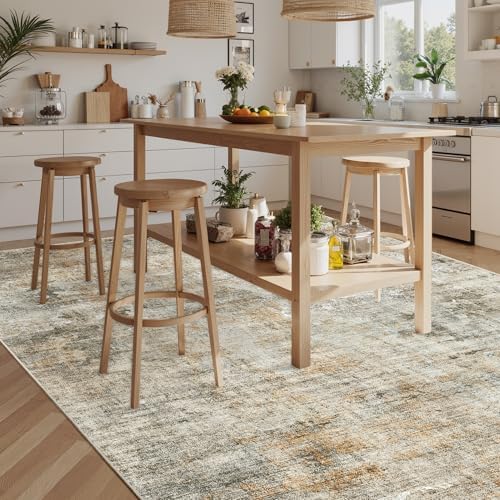 Soalmost Abstract Rug 8x10 Large Living Room Rugs Washable Orange/Brown - Image 3