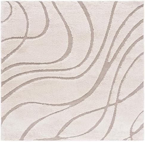SAFAVIEH Florida Shag Square Rug 9', Soft Plush Cream & Beige SG471-1113 by Unknown