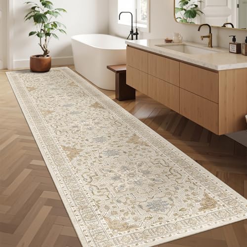 Madane Hallway Runner Rug 2'6''x12' Kitchen Runners Vintage, Beige/Blue - Image 4