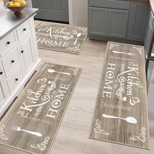 Vaukki Boho Kitchen Rug Sets 3 Piece,Dark Brown Washable Kitchen Floor Mat - Image 7