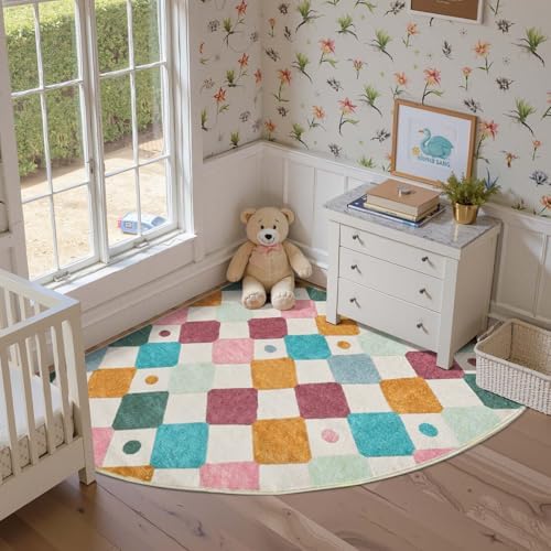 jinchan Corner Rug Washable Kids Rug Colorful Reading Nook Mat Confetti by JINCHAN