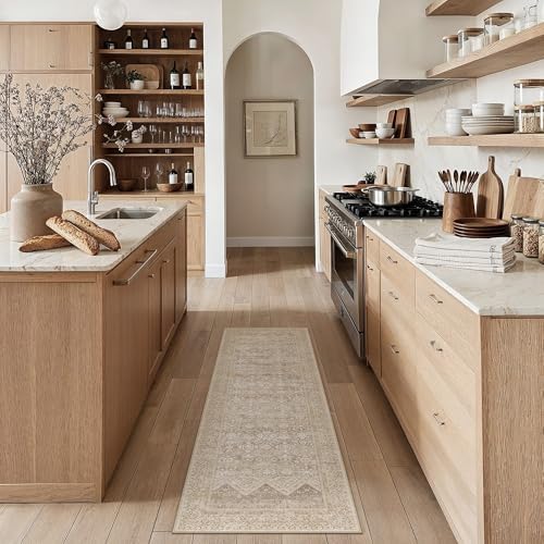 HUGEAR 2x6 Runner Rugs Retro Beige Washable Rug by HUGEAR