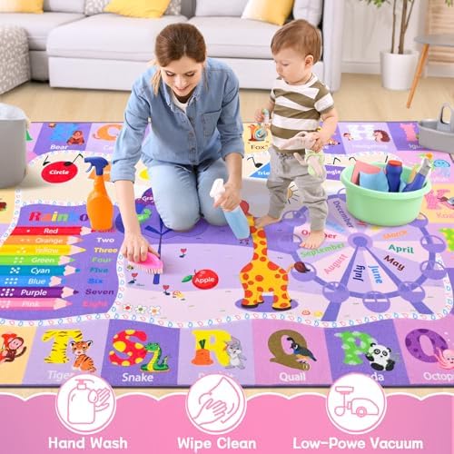 Chicrug 4x6 ABC Kids Rug for Classroom, Washable Non Slip Playroom Play Mat - Image 6