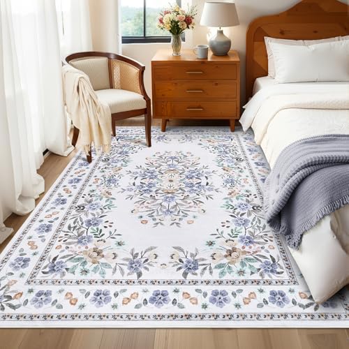 GarveeHome 3x5 Floral Rug for Nursery Vintage Flower Leaf Bordered Carpet - Image 2