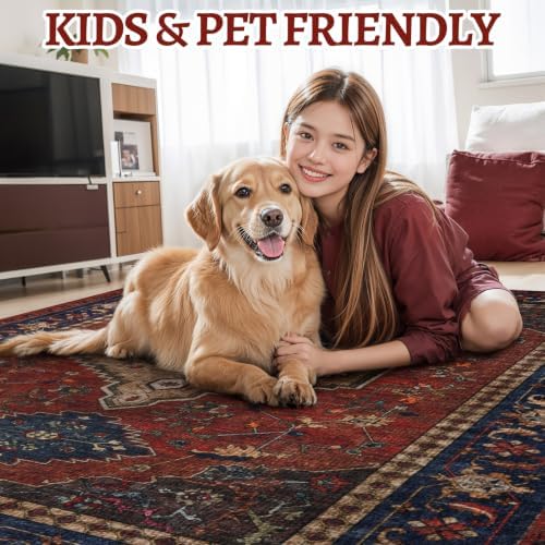 Tangsoo Red 2.6x10 Washable Hallway Runner Rug, Boho Non Slip Runner Rug - Image 7