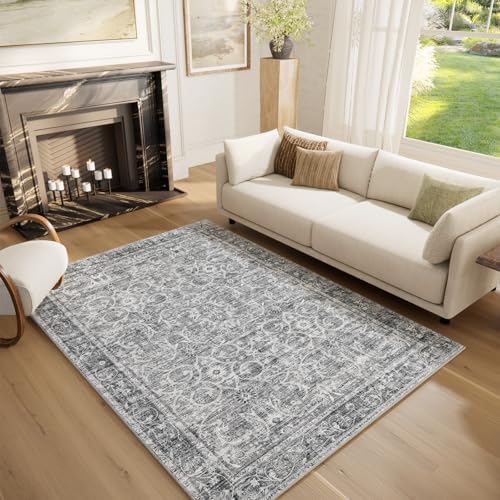 Machine Washable Rugs for Living Room: 5x7 Area Rugs for Bedroom by NoiFamo