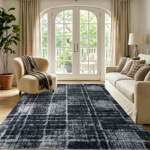 4x6 Grey Fluffy Soft Area Rug Non-Slip for Bedroom Living Room Playroom - Image 2