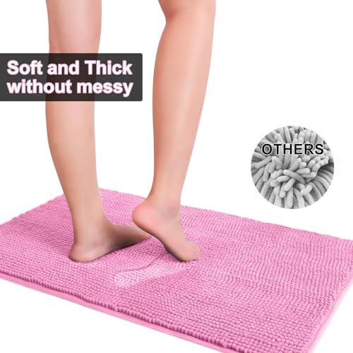 Urvoix Bathroom Rugs Sets 3 Piece, Chenille Bath Mat Set, Pink - Image 4