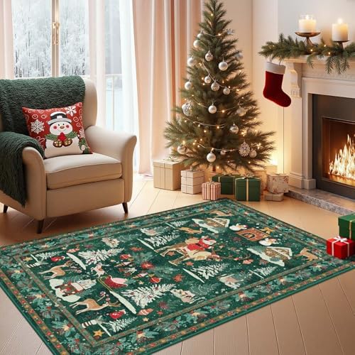 Rugxara Christmas Rug 4x6 Area Rugs for Living Room Bedroom, Green by Rugxara