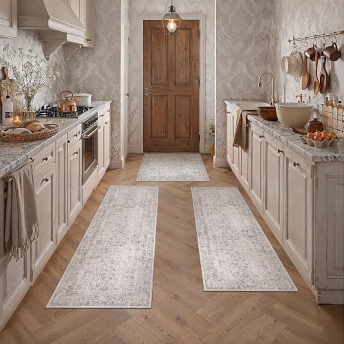 PureCozy Gray Area Rug Set of 3 2x3+2x4+2x5 Vintage Floral - Image 2
