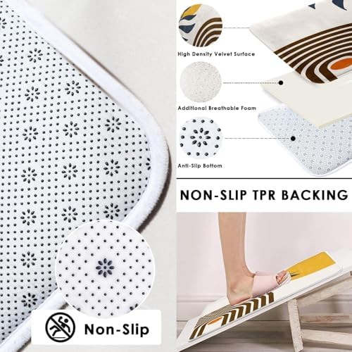 Bathroom Sets with Shower Curtain and Rugs Set of 4 Boho Midcentury - Image 3