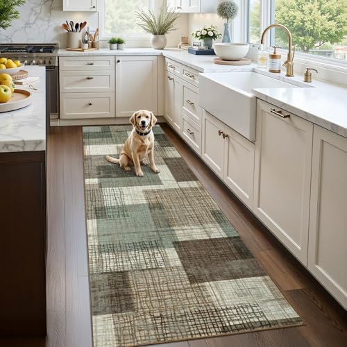 Washable 2x6 Runner Rug for Hallway Kitchen Bedroom, Green by Ailyei