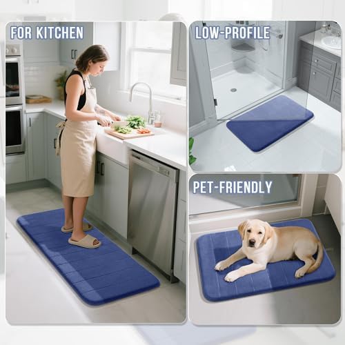 Yimobra Memory Foam Bath Mat, Super Soft Absorbent Bathroom Rug Non Slip 31.5x20 Inch, Quick Dry, Machine Washable Floor Carpet for Tub Shower, Home Decor Accessories, Navy Blue - Image 6