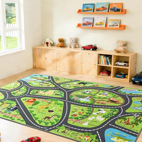 BENRON Zoo Kids Car Rug 8x10 for palyroom, Educational Animal Play Mat - Image 3