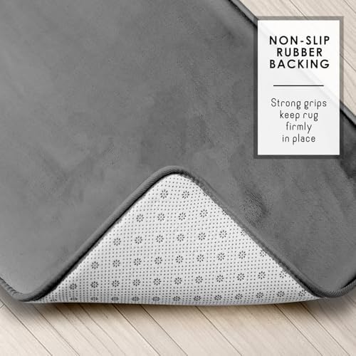 Clara Clark Bathroom Rugs, Velvet Memory Foam Bath Mat, Non-Slip Bath Rugs, Machine Wash, Dries Quickly, Ultra Soft Plush Bath Mats for Bathroom, 17 x 24, Grey - Image 4