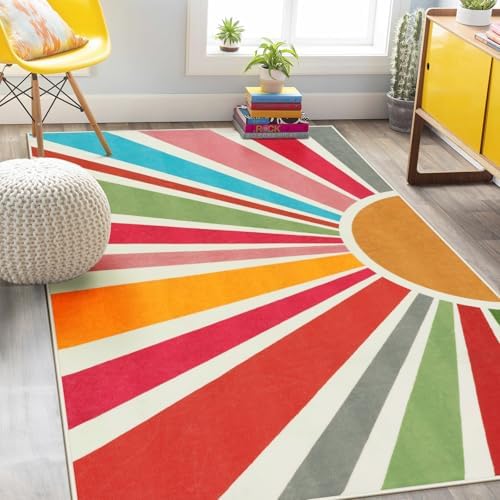 STARUIA Boho 5'x7' Area Rug, Washable Kids Rug for Playroom Classroom Dorm by STARUIA