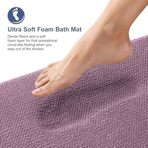 OLANLY Memory Foam Bathroom Runner Rug 59x20, Absorbent Long Mat, Deep Plum - Image 2