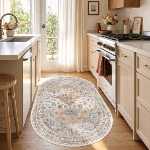 zesthome 3x5 Oval Rug for Bedroom,Washable Area Rug,Orange - Image 5