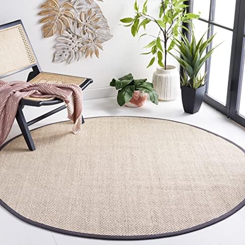 SAFAVIEH Natural Fiber Round Rug 8', Sisal Textured Marble NF143D by Unknown