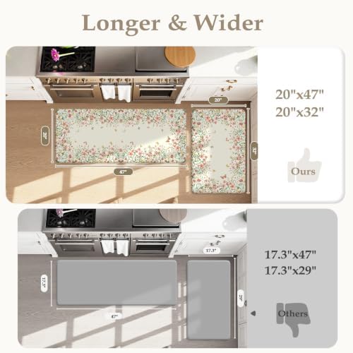 KIMODE Kitchen Mats for Floor Anti Fatigue, Flower Butterfly Kitchen Rugs - Image 2