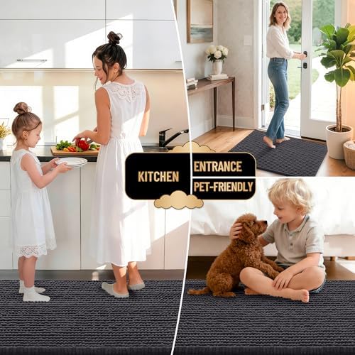 OLANLY Thick Chenille Bathroom Runner Rugs Mats 59x20, Dark Grey - Image 6