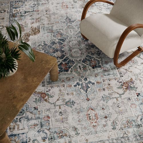 palohom 10x12 Area Rugs for Living Room: Large Area Rug Washable Stain Resistant Non Slip Distressed Vintage Low Pile Faux Wool Soft Rugs for Bedroom Farmhouse Dining Room Kids Playroom Nursery - Image 3