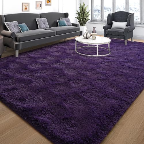 Tepook 5x8 Area Rugs for Living Room, Soft Fluffy Purple Rug for Bedroom by Tepook