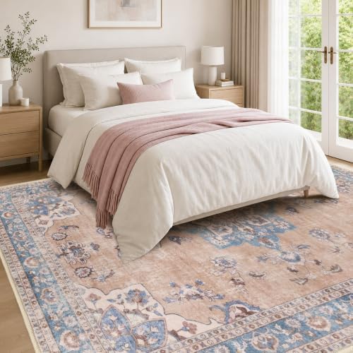 9x12 Area Rugs for Living Room, Washable Area Rug, Pink - Image 3