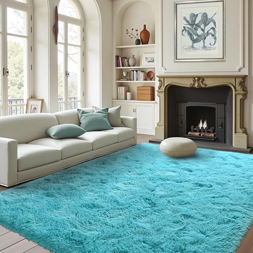 FinRèc Home 4x6 Non-Slip Fluffy Area Rugs for Living Room (Blue) by FinRe%CC%80cHome