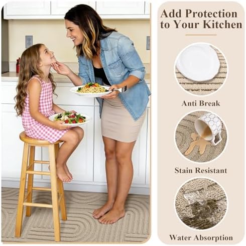U'Artlines Kitchen Rugs and Mats Set of 3, Beige 20x32+20x48+20x59 - Image 6