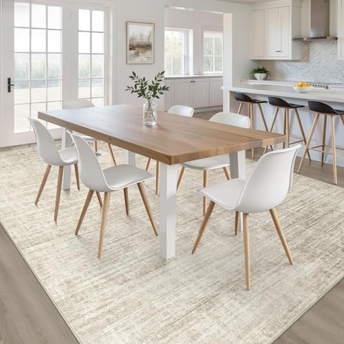 LOONGRUG 7x9 Area Rug Washable Neutral Modern Rug for Living Room Beige - Image 5