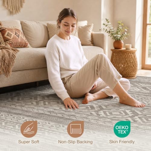 cotiled Boho 12x15 Area Rug for Living Room: Large Moroccan Washable Rug - Image 3