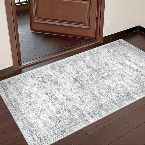 2x4 Rug Runners for Hallways Non Slip,Grey by Restydon