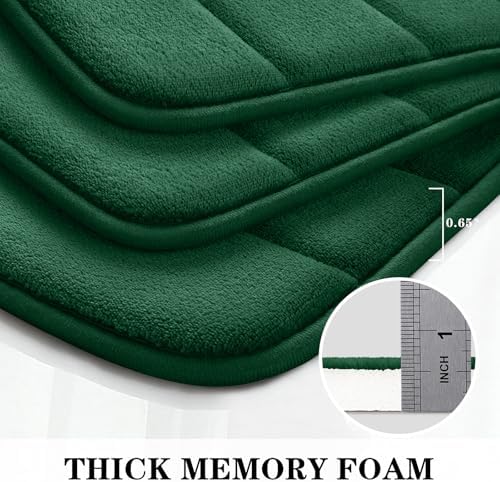 BYSURE Dark Green Memory Foam Bathroom Rug Set 3 Piece - Image 5